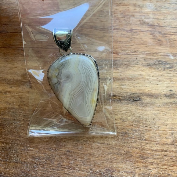 Orca Agate Large Gemstone Pendant in Sterling Silver Base - Picture 4 of 5